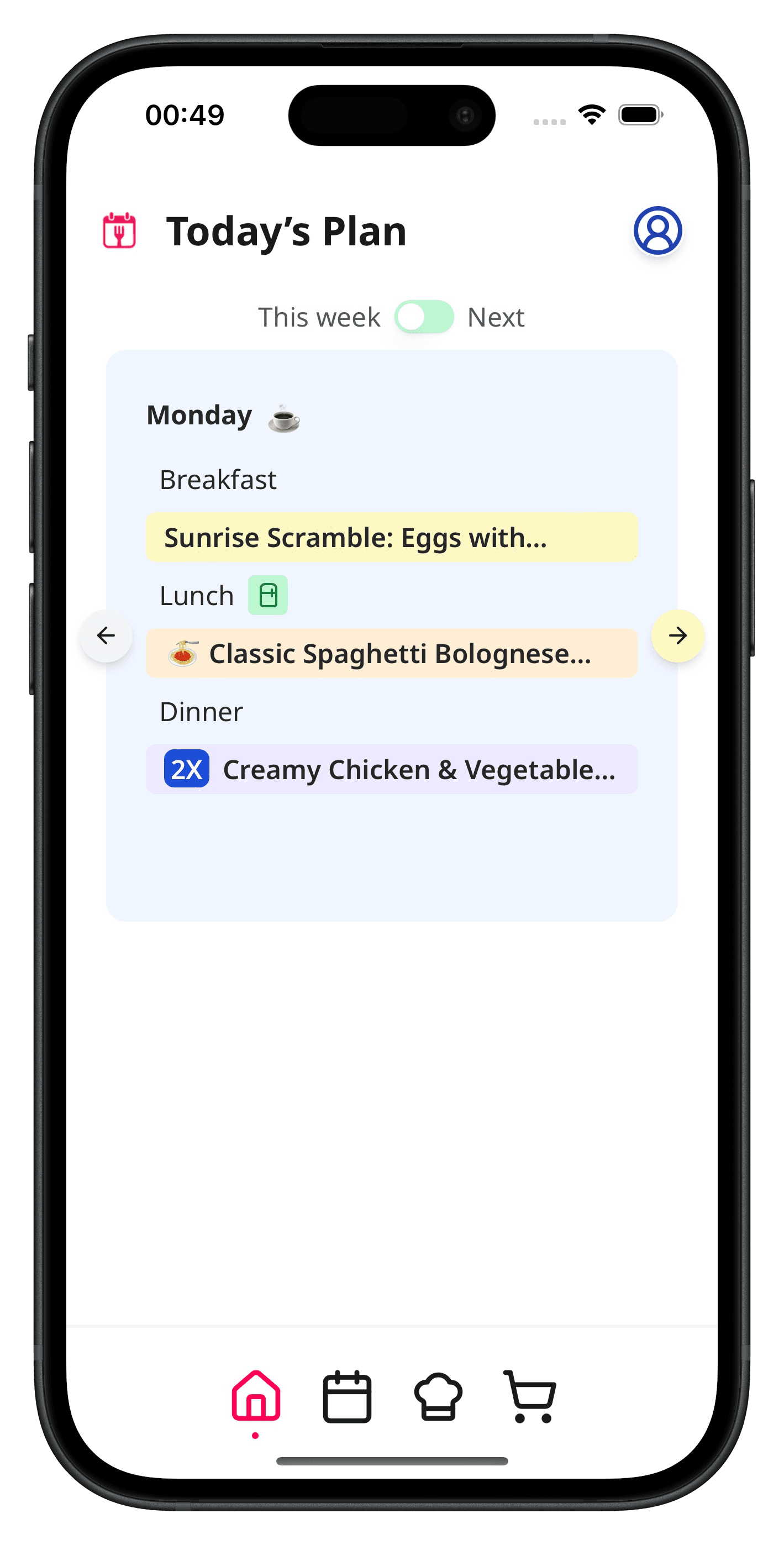 Today's meal plan image